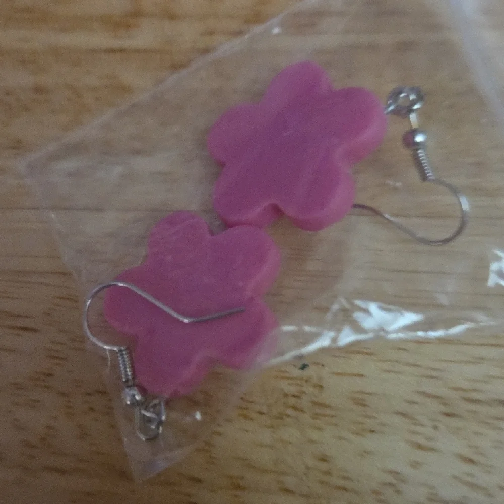 Earrings,Purple and Pink Flower Set
